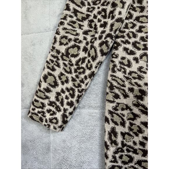 H&M Dress XL Brown Metallic Animal Print Midi Long Sleeve Cozy Knit Cheetah Boho - Picture 4 of 11